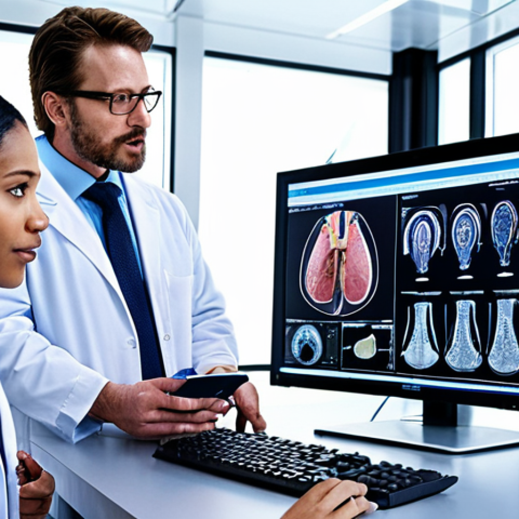 **

A diverse team of scientists and business professionals collaborating in a modern laboratory setting. Focus on advanced bioprinting equipment, digital displays showing market analysis data, and ethical considerations (e.g., a board discussing ethical implications). The overall scene should convey innovation, collaboration, and a focus on market needs within the bioprinting industry.

**