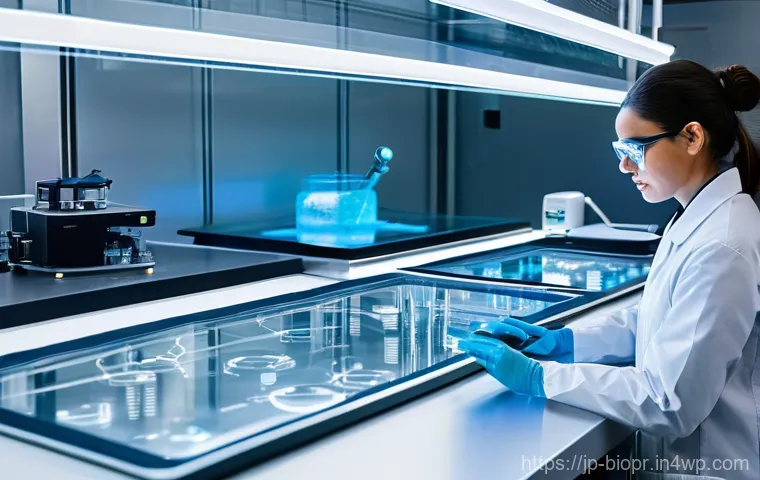 바이오프린팅을 위한 핵심 지식과 스킬 - **A Futuristic Bioprinting Laboratory in Action**
    A wide-angle, highly detailed shot inside an u...