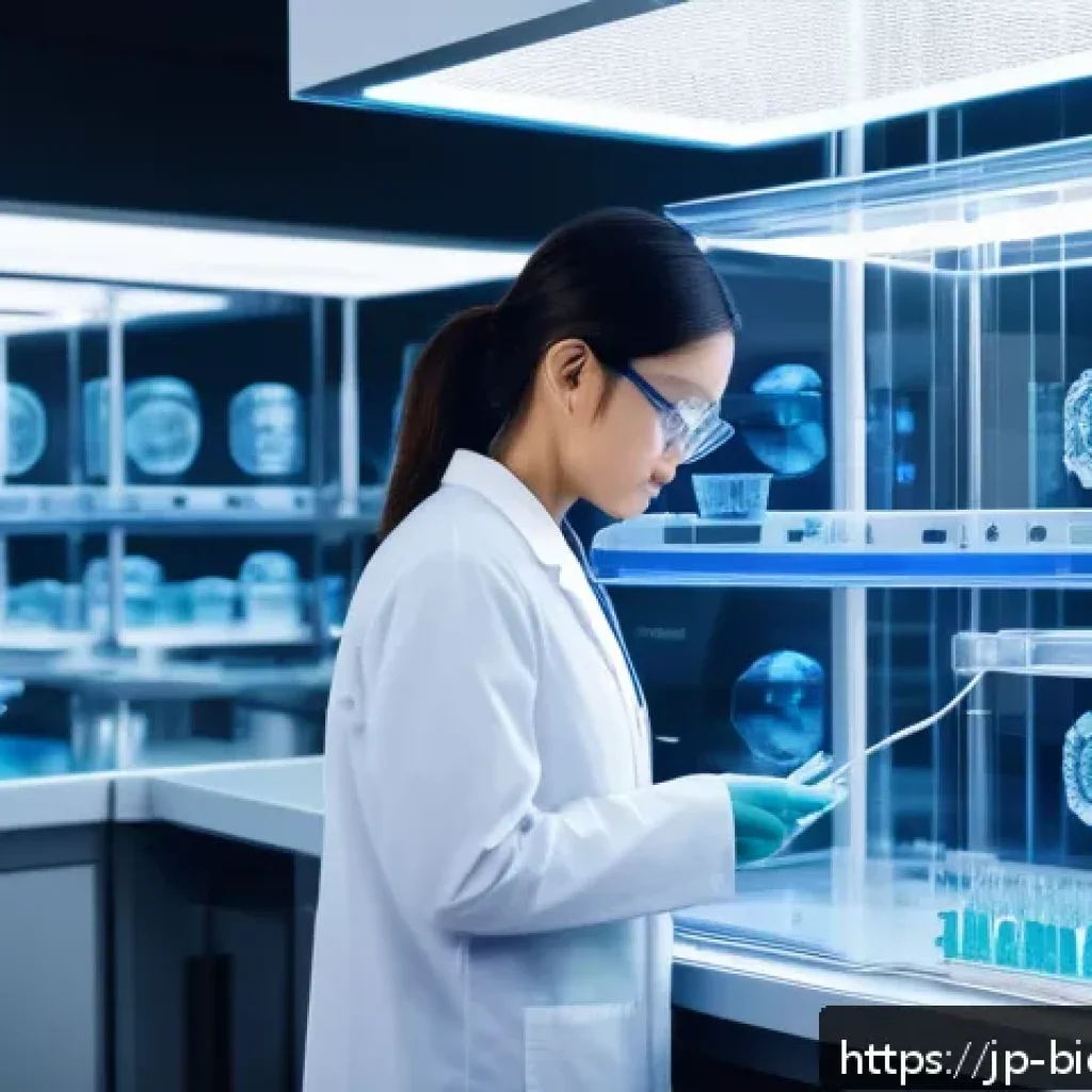 바이오프린팅 기술의 사회적 책임 및 윤리적 고려 - A futuristic laboratory scene showcasing advanced 3D bioprinting technology in action, with a highly...