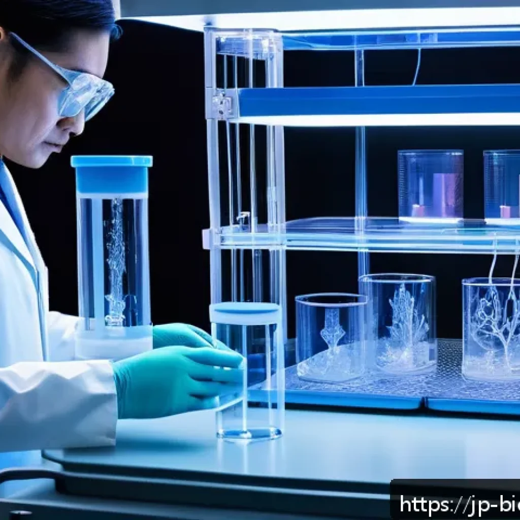 바이오프린팅을 통한 인체 장기 재생 연구 - A highly detailed futuristic bioprinting laboratory scene showcasing advanced 3D bioprinting machine...