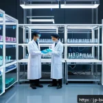 바이오프린팅의 기술적 혁신 요소 - A highly detailed scene inside a cutting-edge Japanese bioengineering laboratory, showcasing a futur...