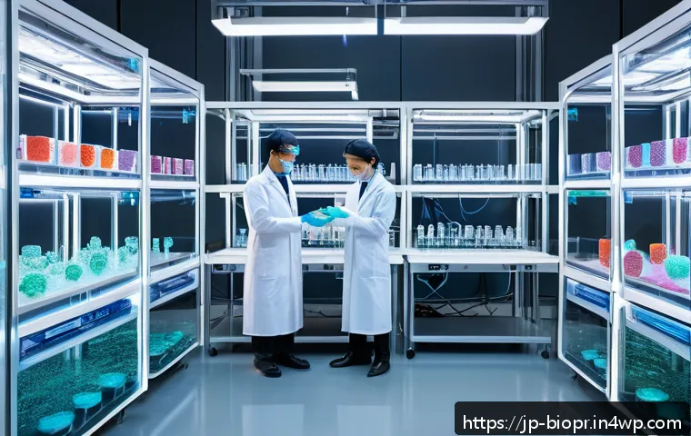 바이오프린팅의 기술적 혁신 요소 - A highly detailed scene inside a cutting-edge Japanese bioengineering laboratory, showcasing a futur...