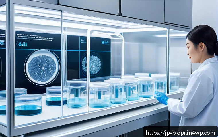 바이오프린팅을 통한 환자 맞춤형 치료 방법 - A cutting-edge bioprinting laboratory scene in a modern Japanese hospital, showcasing a sleek 3D bio...