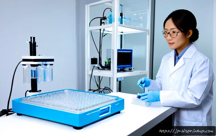 바이오프린팅의 기술적 표준화 및 인증 기준 - Photorealistic biomedical laboratory scene focused on bioprinting technical standardization, a Japan...