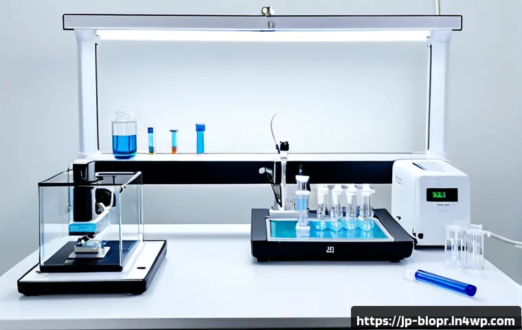 바이오프린팅을 위한 필수 장비 및 도구 - Photorealistic modern bioprinting laboratory, a clean benchtop bioprinter with transparent sterile c...